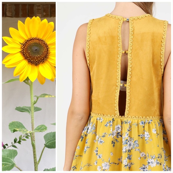 Boho 70's Suede & Flowers Baby Doll Layering Tunic - Picture 5 of 14